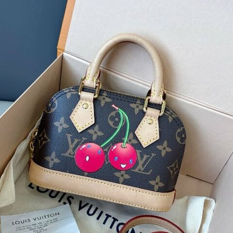 芯片款 路易威登/Louis Vuitton 村上隆聯名限量櫻桃Nano Alma貝殼包