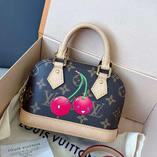 芯片款 路易威登/Louis Vuitton 村上隆聯名限量櫻桃Nano Alma貝殼包-0