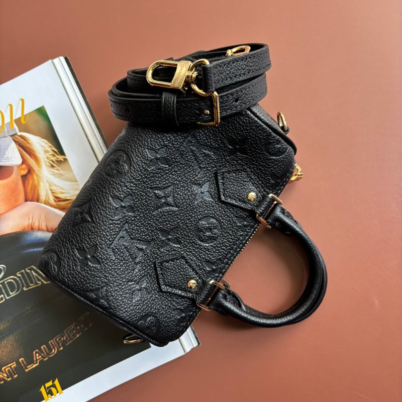 ::LOUIS VUITTON:: M82450 Nano Speedy Monogram Empreinte 黑色壓紋皮革手提斜背包-0