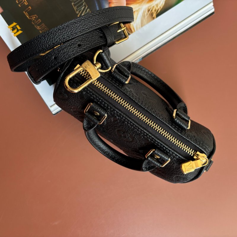 ::LOUIS VUITTON:: M82450 Nano Speedy Monogram Empreinte 黑色壓紋皮革手提斜背包-1