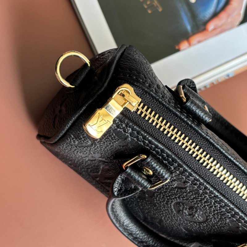 ::LOUIS VUITTON:: M82450 Nano Speedy Monogram Empreinte 黑色壓紋皮革手提斜背包-6