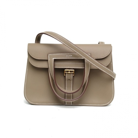HERMES HalzanMINI22大象灰Swift皮W刻金扣