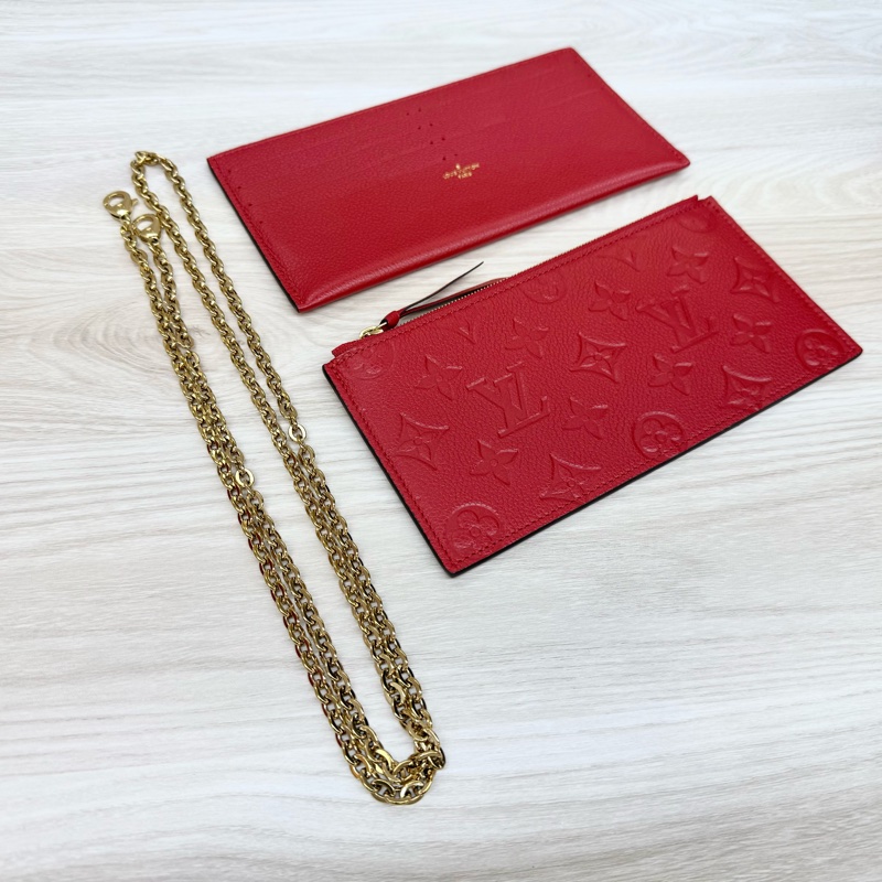 LV❤️紅牛皮壓紋Pochette Felicie鏈包M64065-8