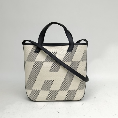 HERMES Cabas27黑色Swift皮/帆布Z刻