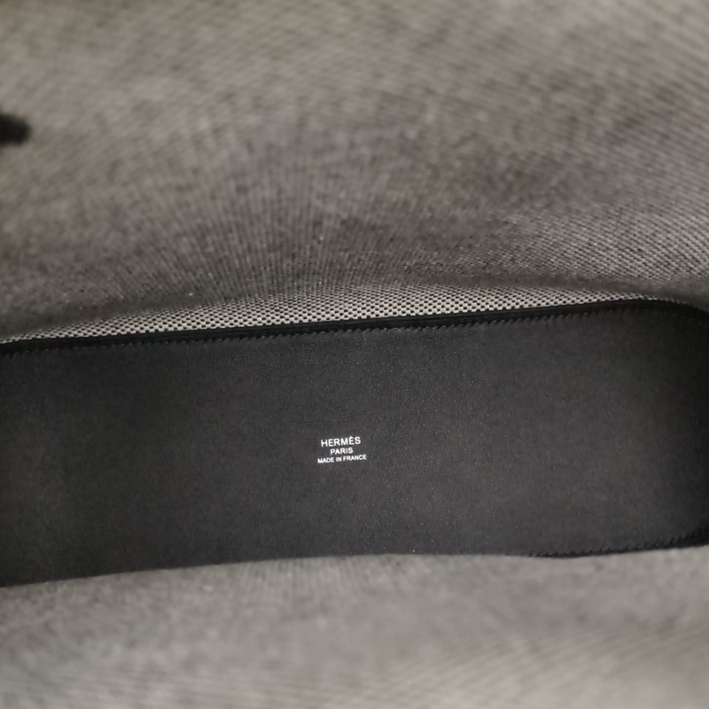 HERMES Cabas27黑色Swift皮/帆布Z刻-4