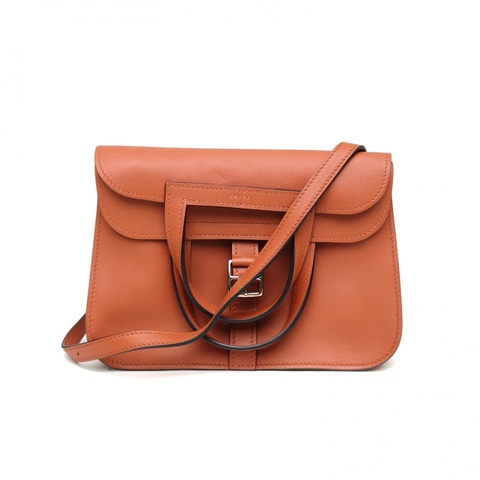 HERMES HalzanMINI22古銅色Swift皮A刻銀扣