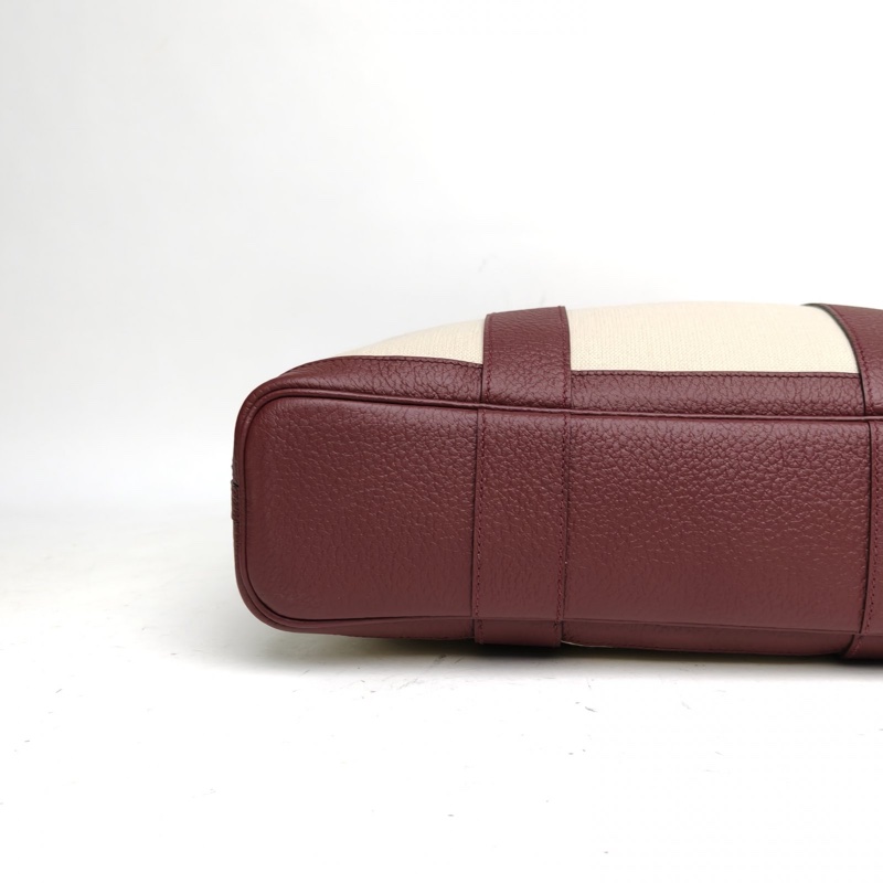 HERMES 冰川白拼波爾多紅帆布Y刻銀扣Gardenfile豎版花園包p222222-3