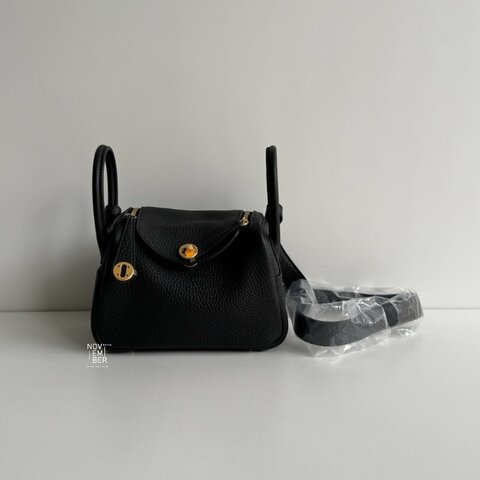 全新💖 全配有購證🙌🏻 Hermès 愛馬仕 Mini Lindy 黑色金釦二代