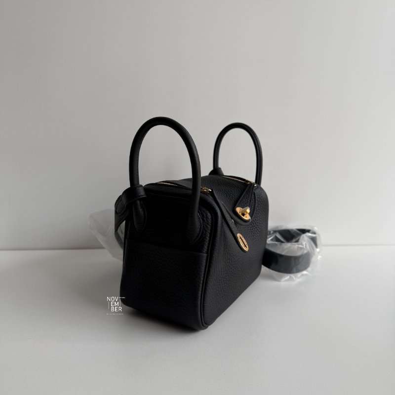 全新💖 全配有購證🙌🏻 Hermès 愛馬仕 Mini Lindy 黑色金釦二代-1