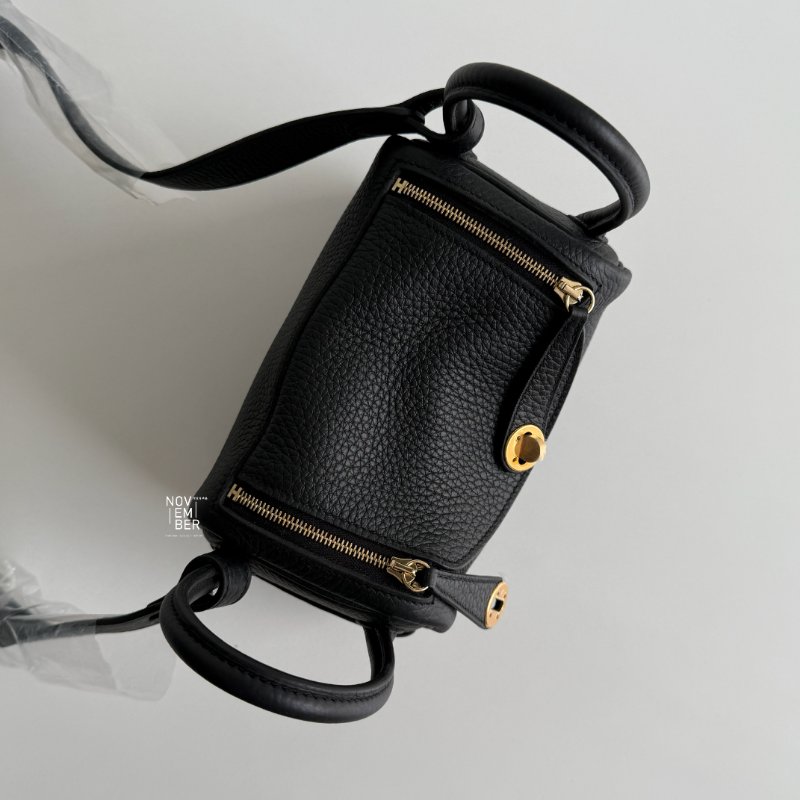 全新💖 全配有購證🙌🏻 Hermès 愛馬仕 Mini Lindy 黑色金釦二代-2