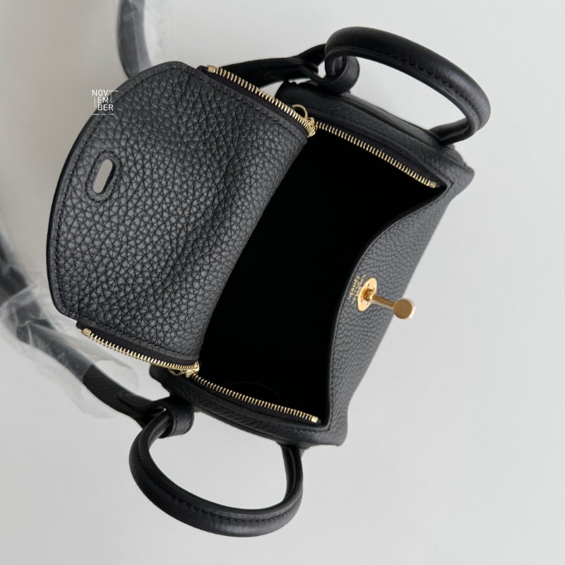 全新💖 全配有購證🙌🏻 Hermès 愛馬仕 Mini Lindy 黑色金釦二代-3