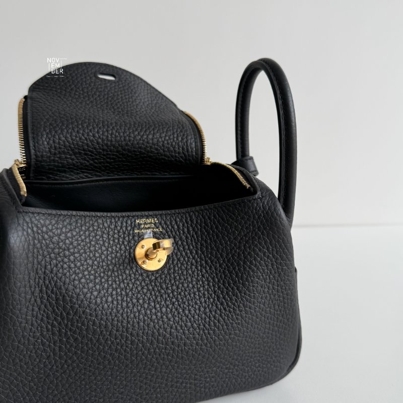 全新💖 全配有購證🙌🏻 Hermès 愛馬仕 Mini Lindy 黑色金釦二代-4