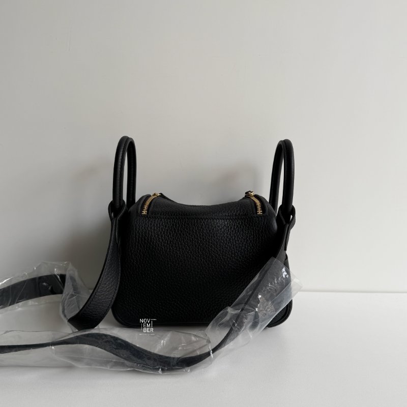 全新💖 全配有購證🙌🏻 Hermès 愛馬仕 Mini Lindy 黑色金釦二代-5