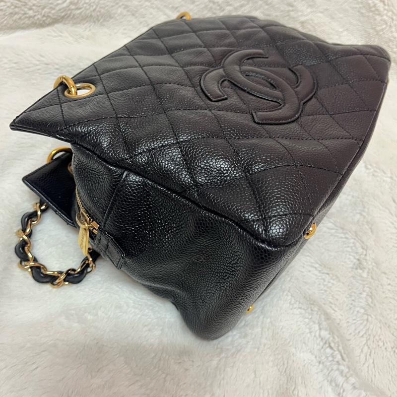 Chanel 黑金荔枝牛皮單肩鏈條手提包/肩背包-6