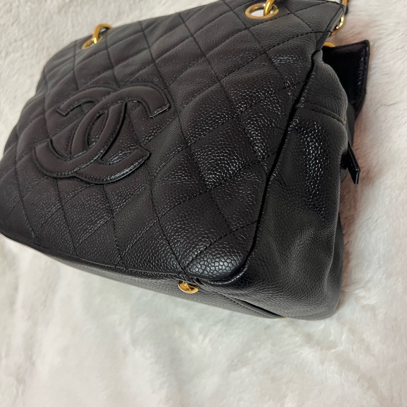 Chanel 黑金荔枝牛皮單肩鏈條手提包/肩背包-7