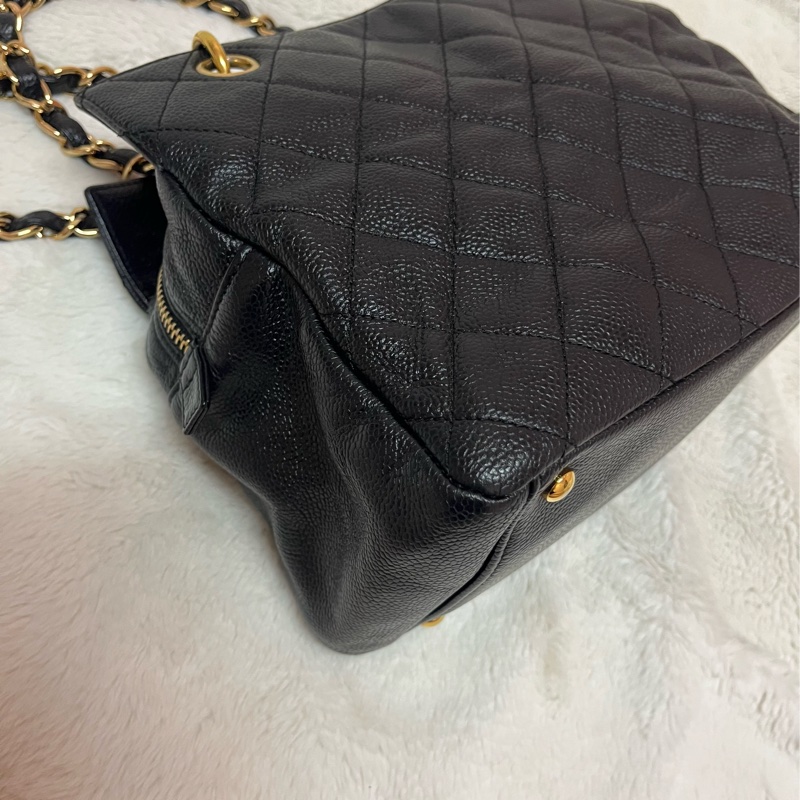 Chanel 黑金荔枝牛皮單肩鏈條手提包/肩背包-9