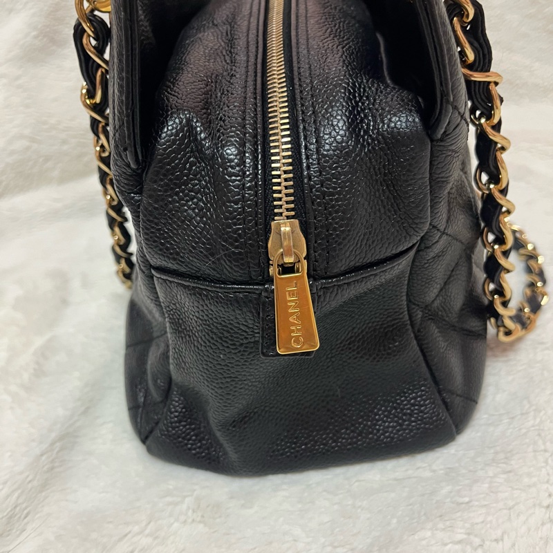 Chanel 黑金荔枝牛皮單肩鏈條手提包/肩背包-11