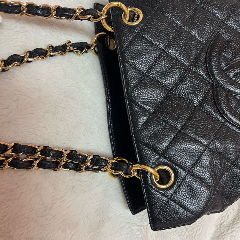 Chanel 黑金荔枝牛皮單肩鏈條手提包/肩背包-12