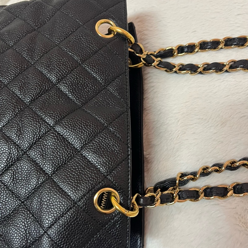 Chanel 黑金荔枝牛皮單肩鏈條手提包/肩背包-13