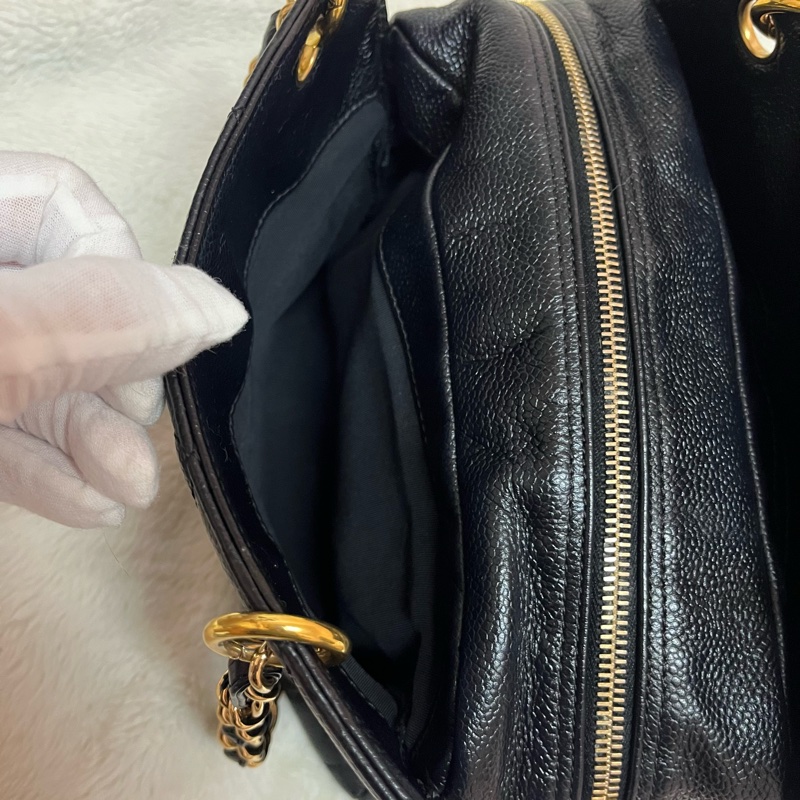 Chanel 黑金荔枝牛皮單肩鏈條手提包/肩背包-14