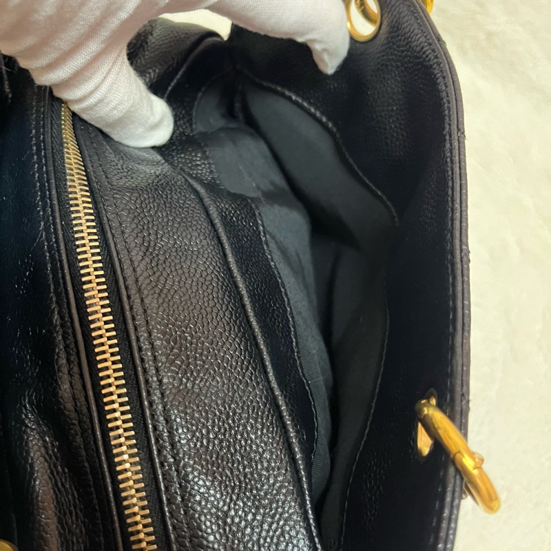 Chanel 黑金荔枝牛皮單肩鏈條手提包/肩背包-15