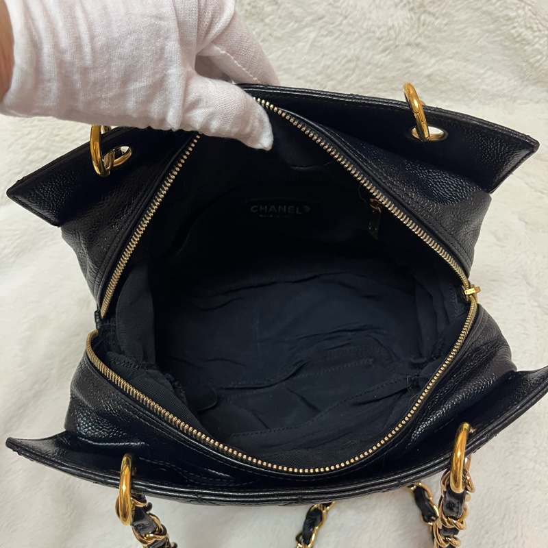 Chanel 黑金荔枝牛皮單肩鏈條手提包/肩背包-17