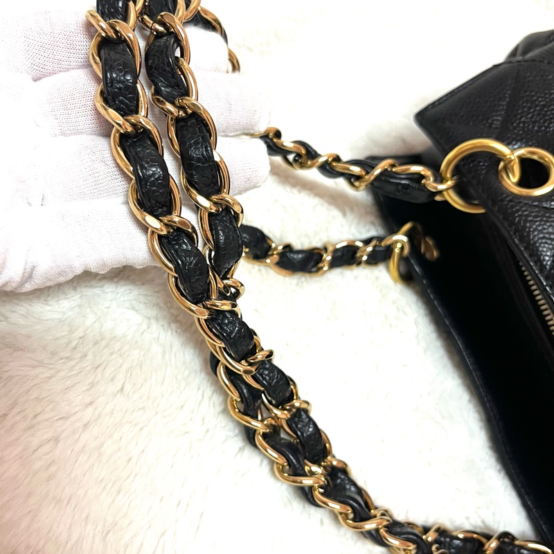 Chanel 黑金荔枝牛皮單肩鏈條手提包/肩背包-24