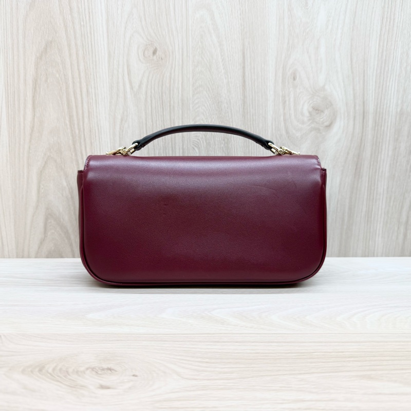 GUCCI安可拉紅牛皮淡金釦Horsebit 1955手提側背包815206-2