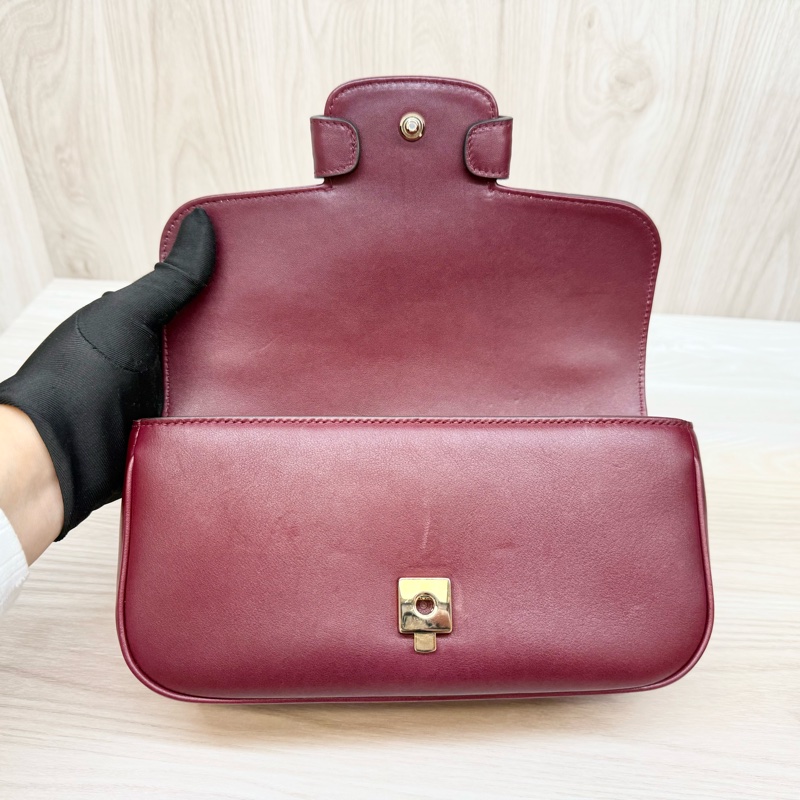 GUCCI安可拉紅牛皮淡金釦Horsebit 1955手提側背包815206-11