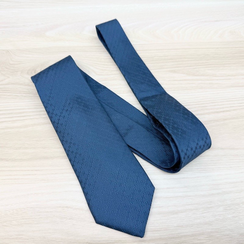 HERMES暗藍色Faconnee真絲H領帶-2