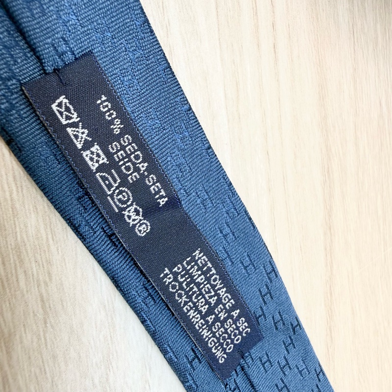 HERMES暗藍色Faconnee真絲H領帶-5