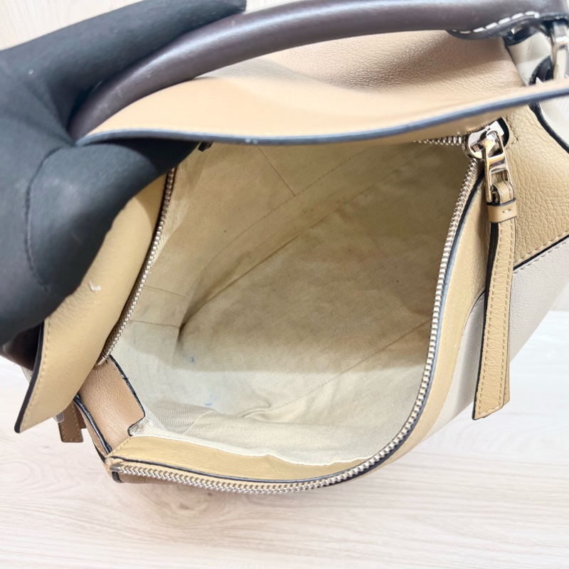 LOEWE卡其拼牛皮PUZZLE中號手提側背包-9