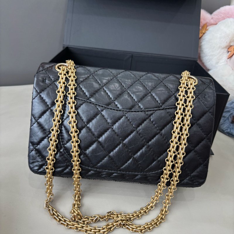 香奈兒/Chanel 限量款徽章2.55黑金小號鏈條包-6