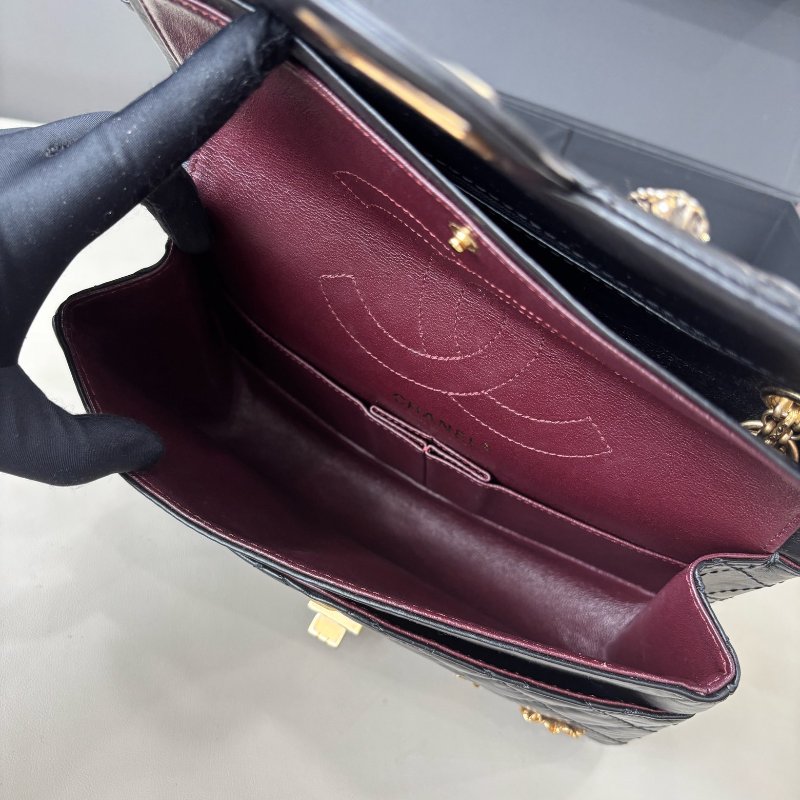 香奈兒/Chanel 限量款徽章2.55黑金小號鏈條包-9