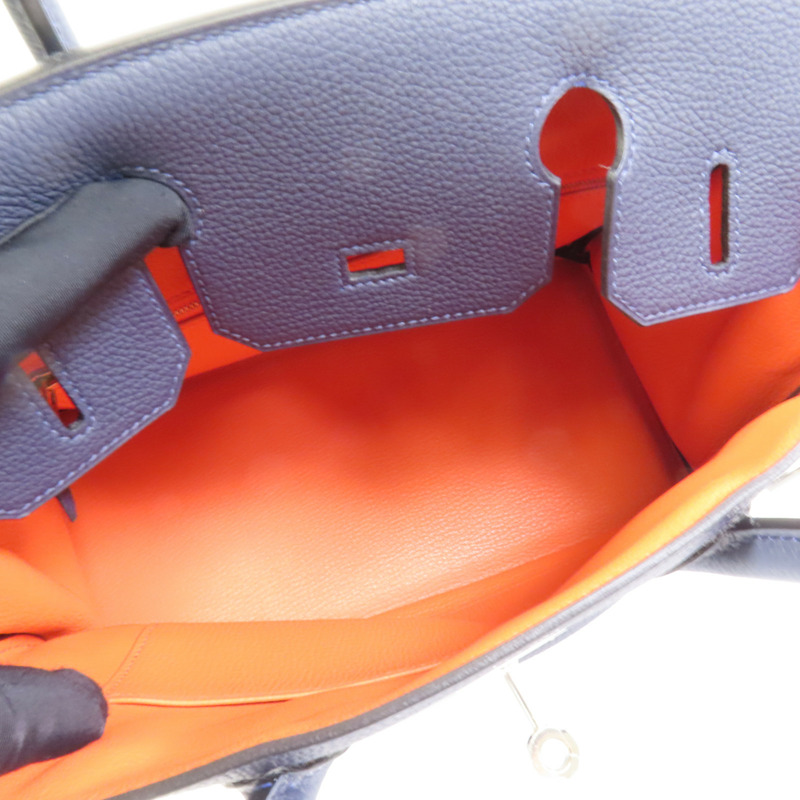 HERMES Togo皮革Birkin 30手挽袋Blue-4