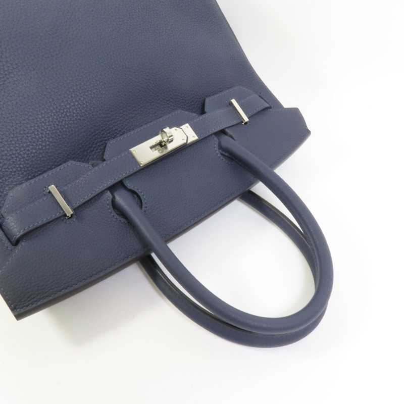HERMES Togo皮革Birkin 30手挽袋Blue-5