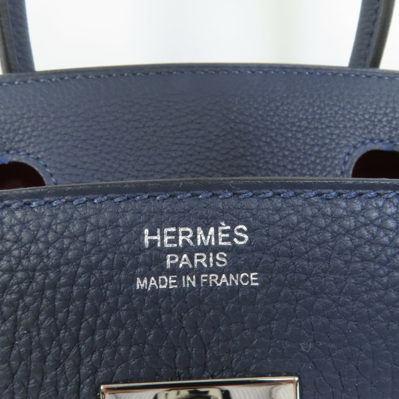 HERMES Togo皮革Birkin 30手挽袋Blue-8