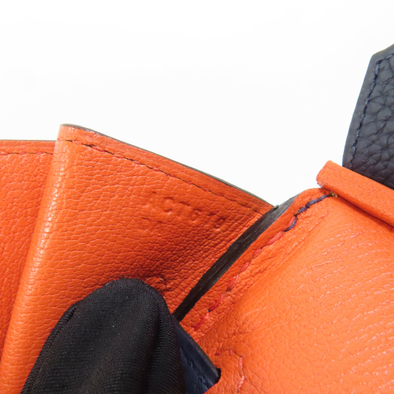 HERMES Togo皮革Birkin 30手挽袋Blue-9