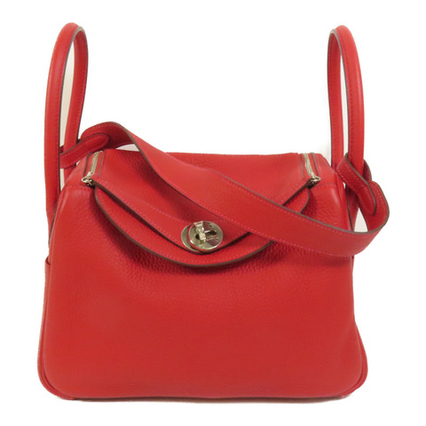 HERMES Togo皮革Lindy 26手挽肩背兩用袋Rouge Casaque