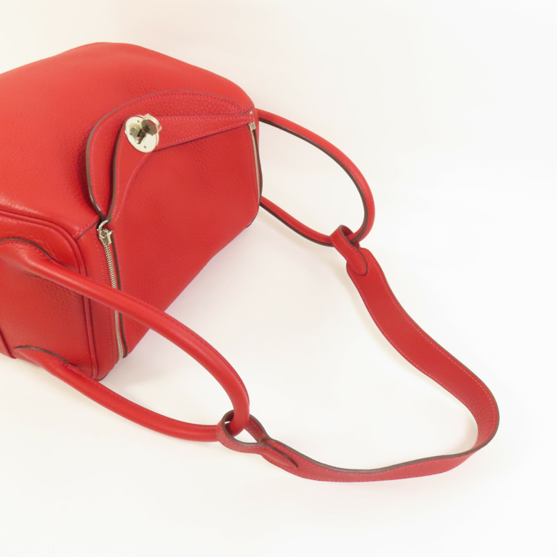 HERMES Togo皮革Lindy 26手挽肩背兩用袋Rouge Casaque-5