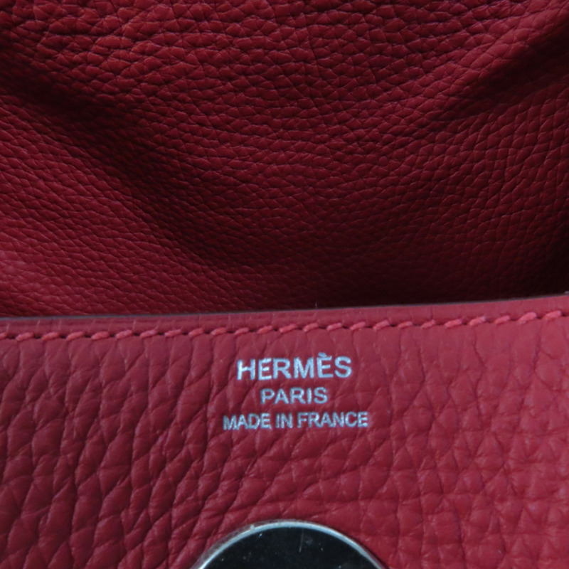 HERMES Togo皮革Lindy 26手挽肩背兩用袋Rouge Casaque-8
