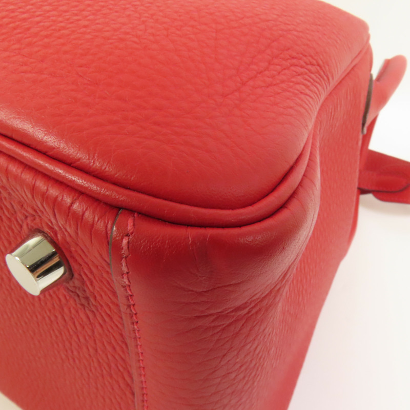 HERMES Togo皮革Lindy 26手挽肩背兩用袋Rouge Casaque-10