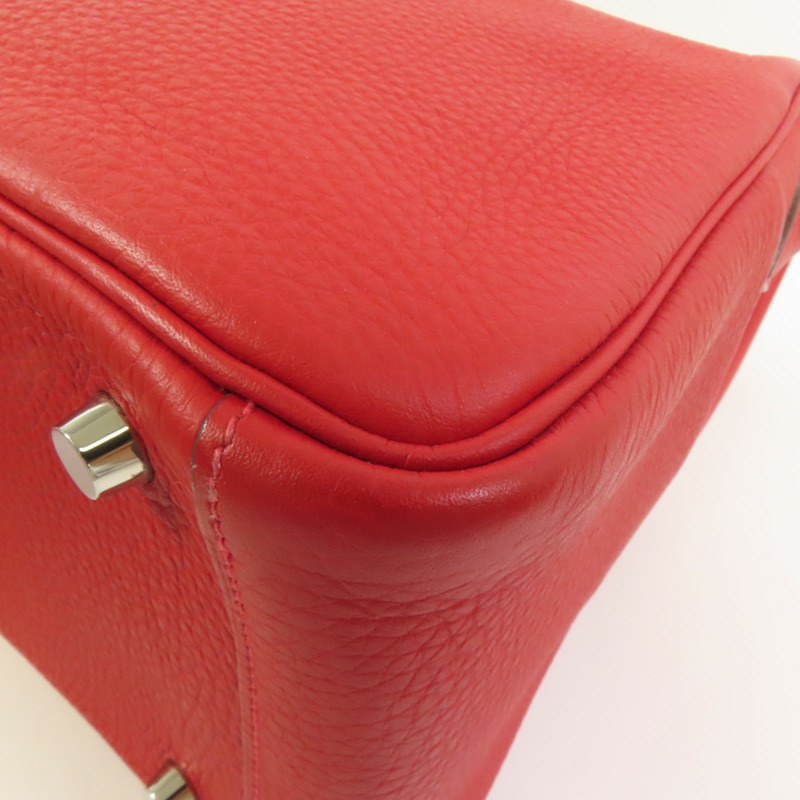 HERMES Togo皮革Lindy 26手挽肩背兩用袋Rouge Casaque-12
