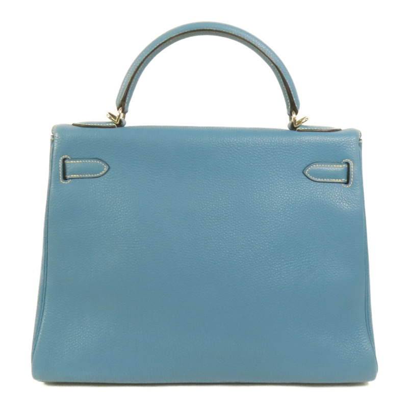 HERMES Togo皮革Kelly 32手挽肩背兩用袋Bleu Jean-1