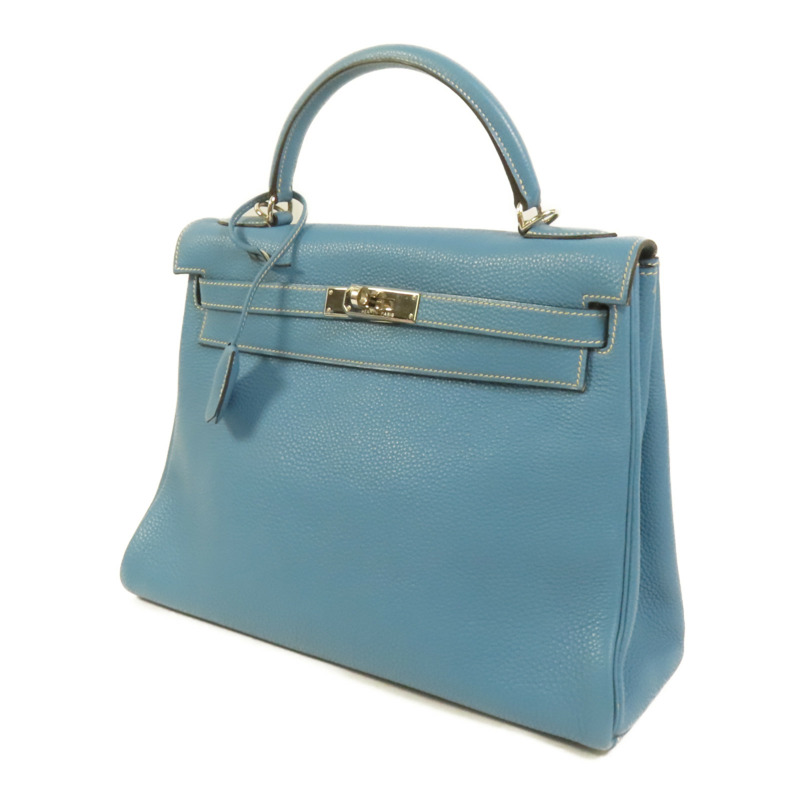 HERMES Togo皮革Kelly 32手挽肩背兩用袋Bleu Jean-2