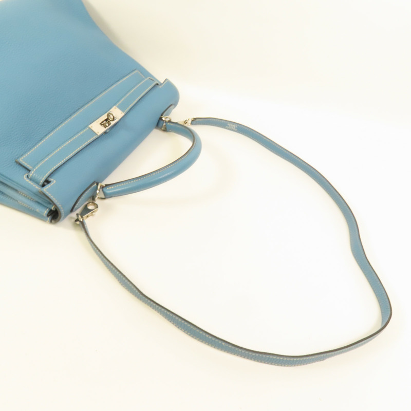 HERMES Togo皮革Kelly 32手挽肩背兩用袋Bleu Jean-5