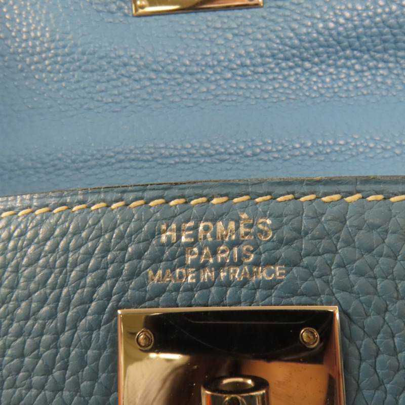 HERMES Togo皮革Kelly 32手挽肩背兩用袋Bleu Jean-7