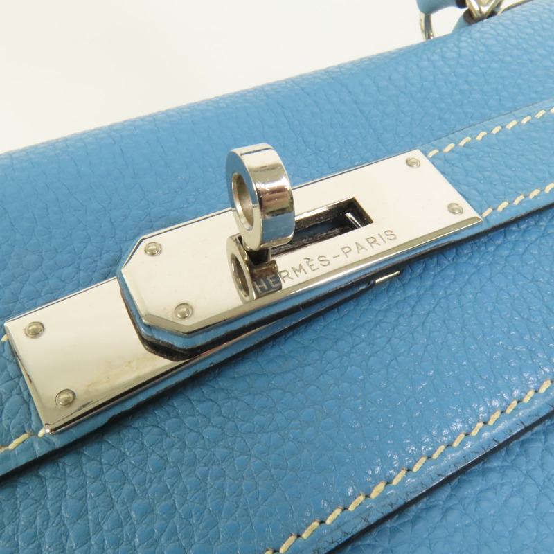 HERMES Togo皮革Kelly 32手挽肩背兩用袋Bleu Jean-10