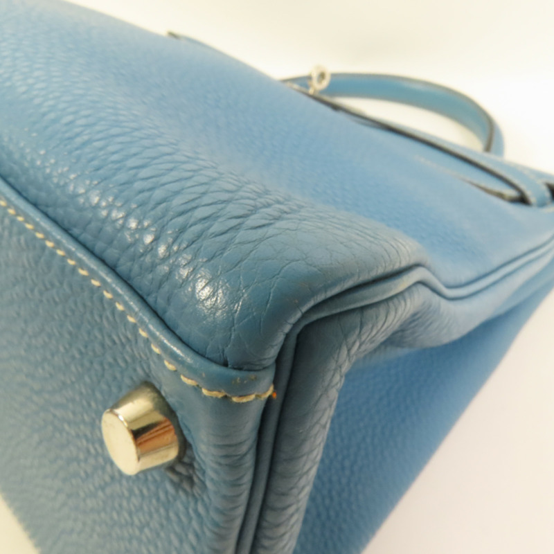 HERMES Togo皮革Kelly 32手挽肩背兩用袋Bleu Jean-13