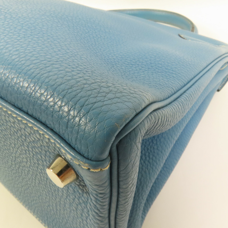 HERMES Togo皮革Kelly 32手挽肩背兩用袋Bleu Jean-14